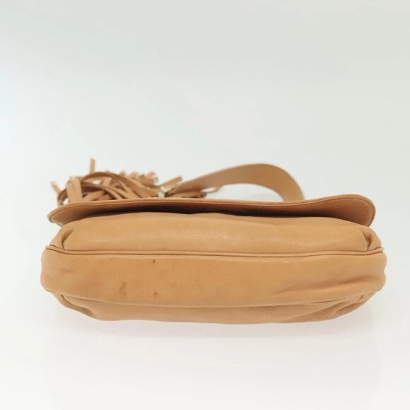 Jimmy Choo Studs Shoulder Bag Leather Beige Gold Auth - Picture 10 of 15